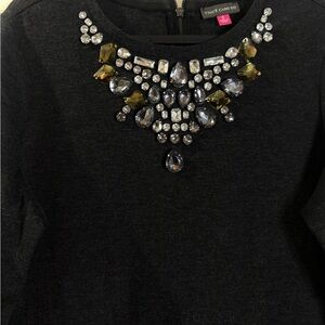 Vince Camuto Charcoal Embellished Blouse